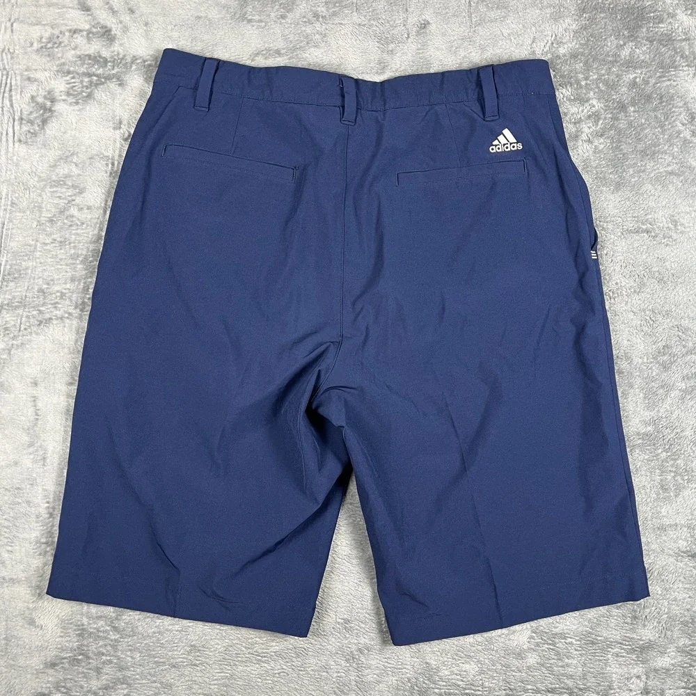 Adidas Golf Shorts Mens 32 Blue Stretch Performance Flat Front Gripper Waistband